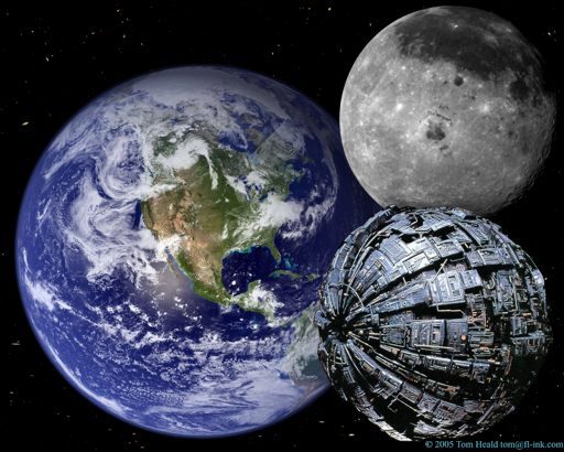 Star Trek: A Borg Sphere passing the far side of the Moon as it approaches Earth in "First Contact".