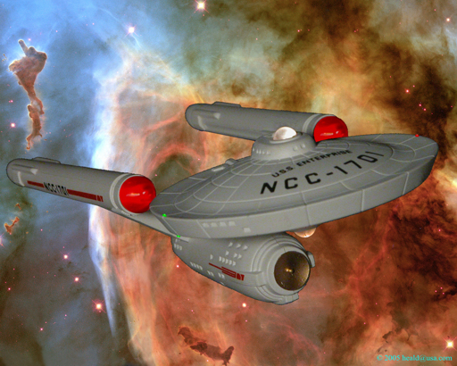 Star Trek: The Enterprise emerges from the Carina nebula.
