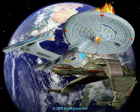 The Enterprise self-destructs over the Genesis planet.
   Click to Enlarge.