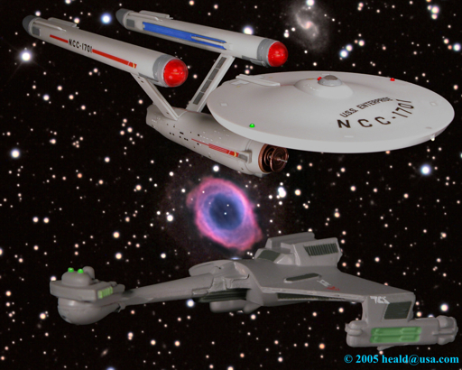 Star Trek: A false distress call lures the Enterprise and a Klingon Battle cruiser into a trap set by a malevolent entity in the "Day of the Dove".