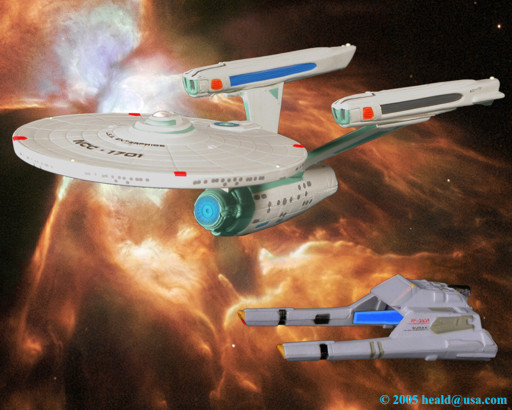 Star Trek: The Vulcan long-range Shuttle Surak overtakes the newly retrofitted Enterprise NCC-1701 in "Star Trek: The Motion Picture".