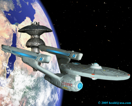 Star Trek: The newly retrofitted Enterprise NCC-1701 leaves the Federation Space Dock in "Star Trek: The Motion Picture".